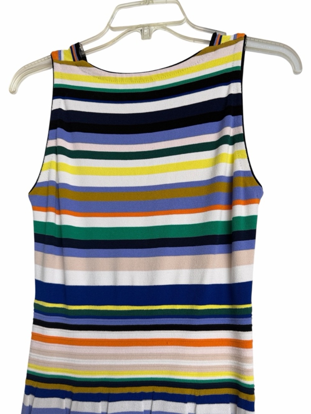 Milly Women A-Line Midi Stripped Knit Pleated Sleeveless Multicolor Dress Size M - Picture 5 of 10